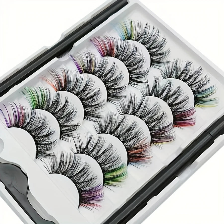 6 pairs of color 8D fluffy curly false eyelashes, magnetic eyeliner pen is not easy to smudge and do not leak eyelashes set