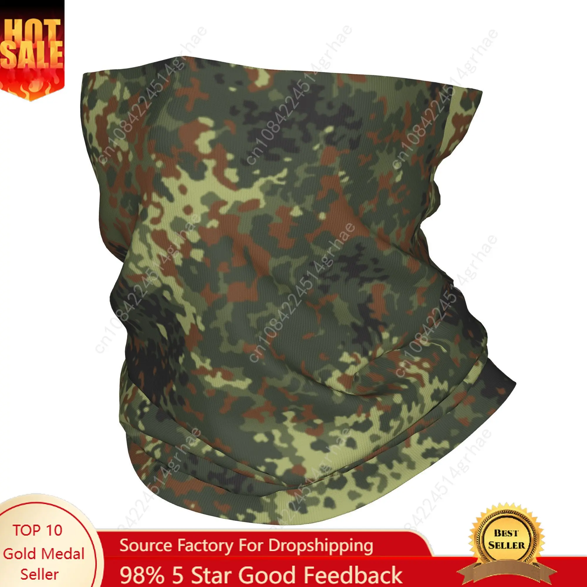

Custom Flecktarn Camo Bandana Neck Warmer Women Men Winter Ski Hiking Scarf Gaiter Military Army Camouflage Face Cover