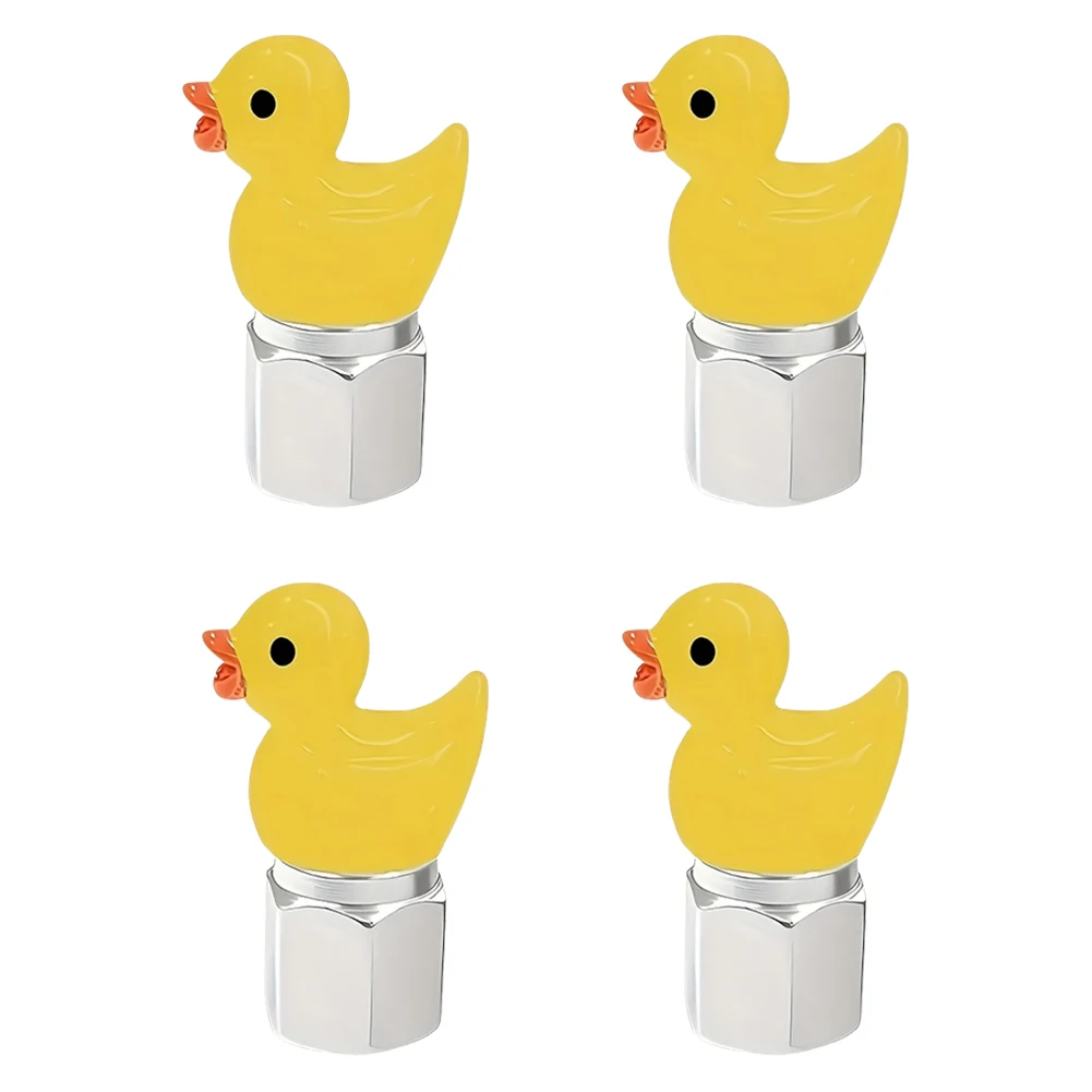 4Pcs Cute Duck Glow in The Dark Tire Valve Caps Auto Tire Valve Stem Caps for Cars Motorcycles and Bicycles view 5