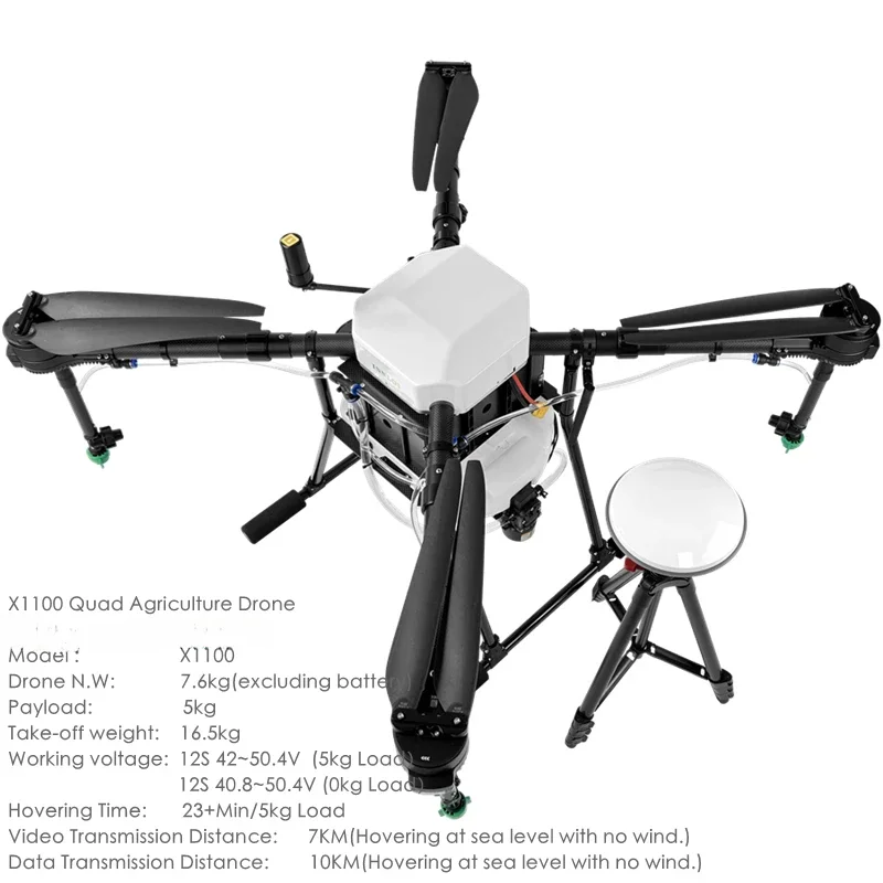 

Forx1100 Four-Axis Agricultural Load Belt 5L 5kg Spraying System with RTK Agricultural Plant Protection Machine