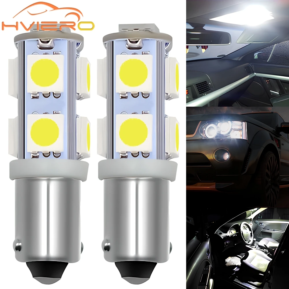 

2 шт., авто тормозная сигнальная лампа заднего хода, универсальная светодиодная лампа BA9S 12 В 5050 9SMD, салонные лампы для чтения автомобиля, задняя лампа номерного знака, белая