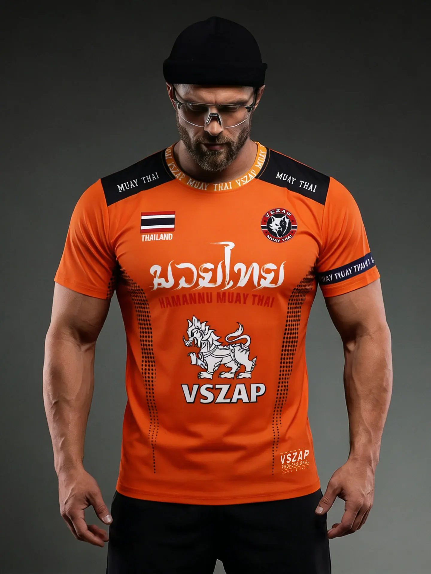 VSZAP Quick Drying Men's 3D Digital Print MMA Short Sleeve T-Shirt for Jujutsu Sanda Muay Thai Fight