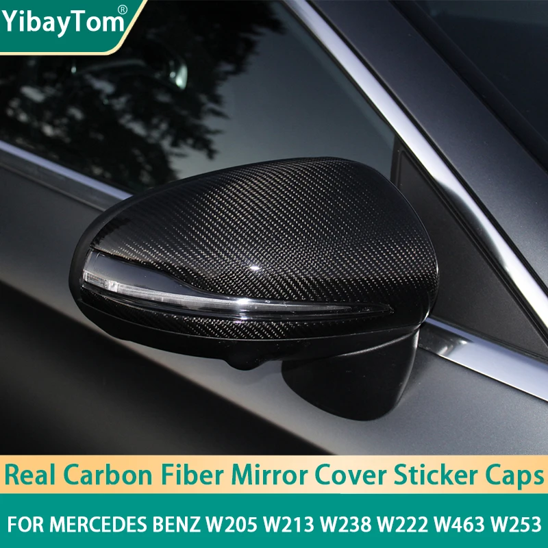 2pcs Genuine Real Carbon Fiber Side Mirror Cover Cap Sticker Add-on For Mercedes-Benz W205 W253 W222 W213 W238 X253 only for LHD