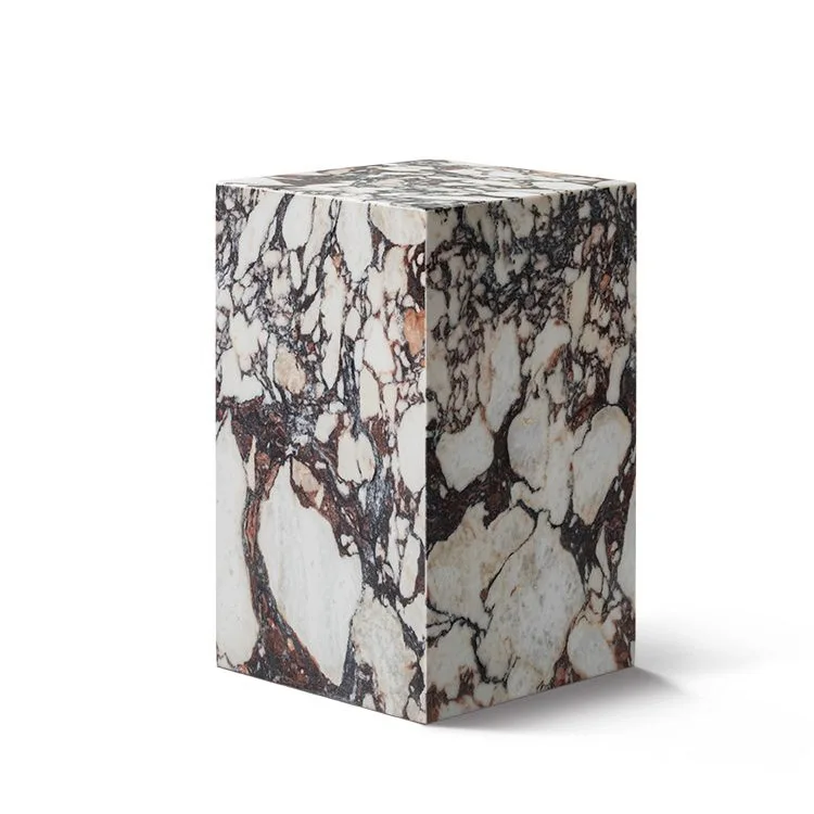 #The industry corner side table Marble Block Tall End Table