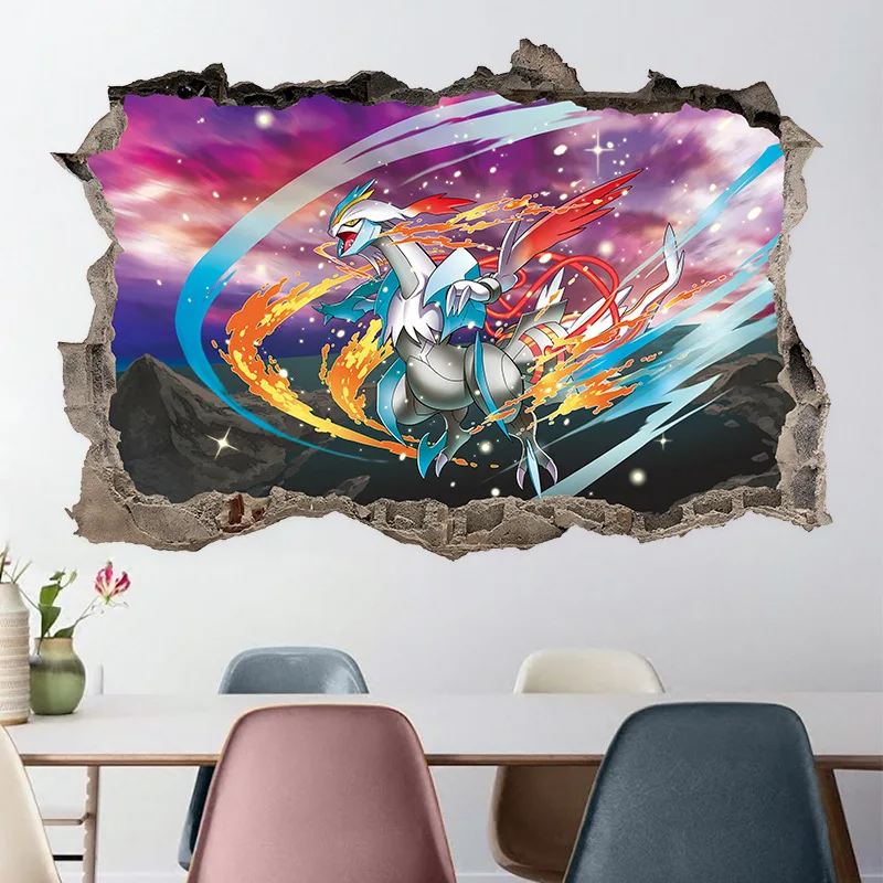 

3D smashed breakthrough Kyurem boy Cartoon Wall Art Stickers Decal Decor Vinyl Poster Mural removeable Custom DIY Kids gift