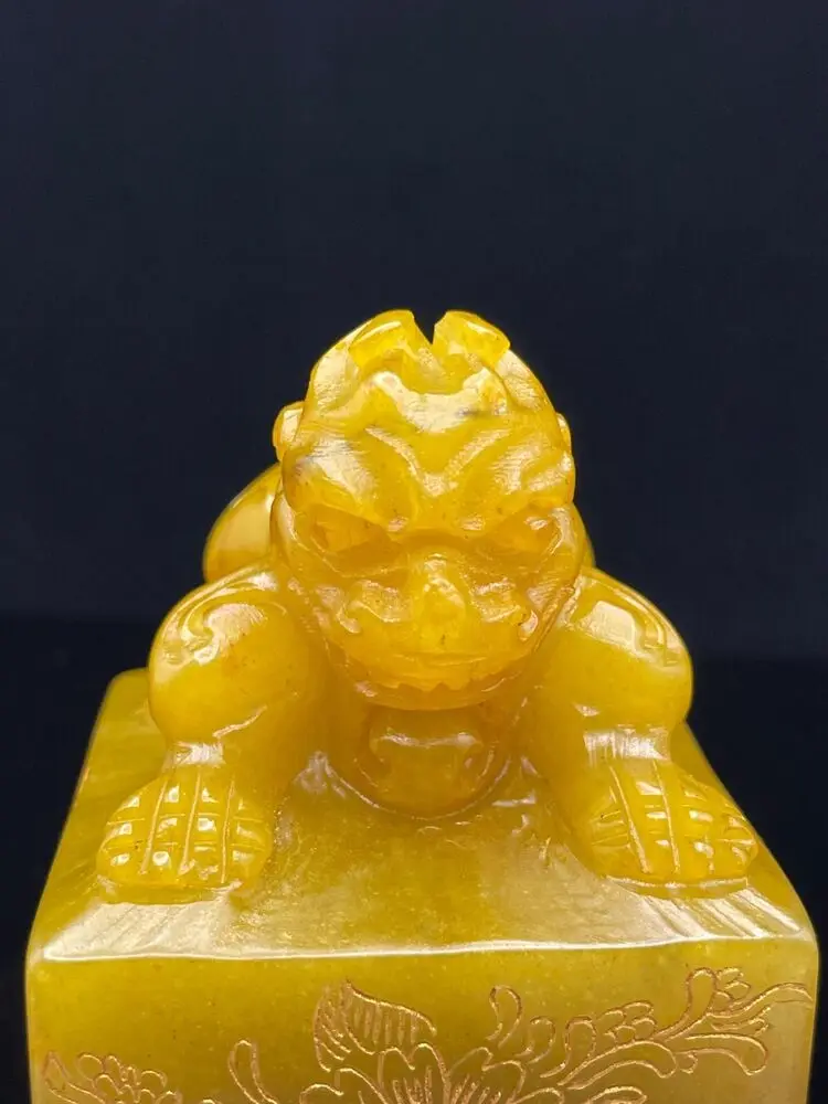 Natural Tianhuang Shoushan Stone Jade Dragon Pixiu Animal Beast Seal Signet F008