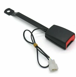 Universal Black Car Front Seat Belt Buckle Socket Plug Connector With/ Warning Cable