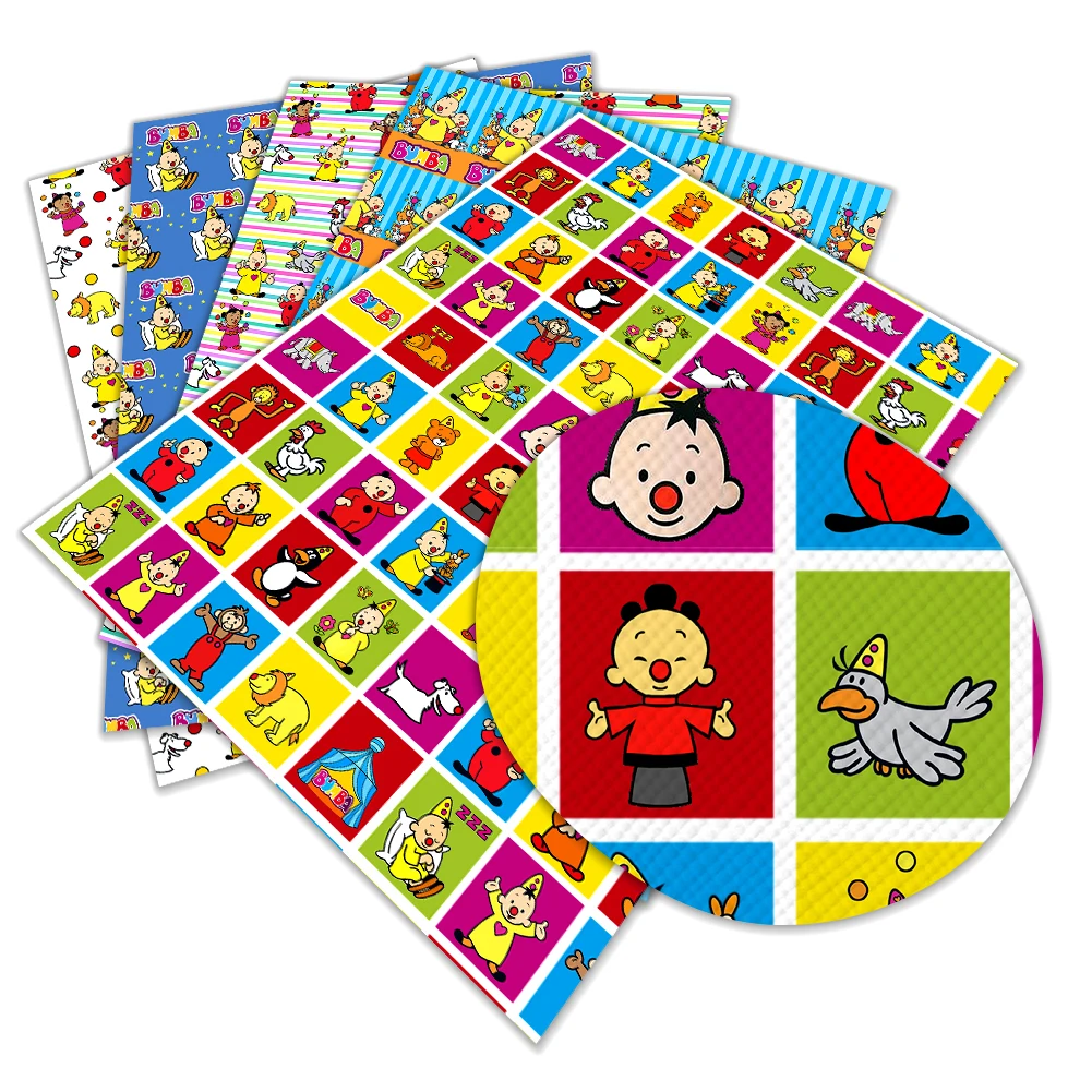 

Cartoon Bumba Printed Pattern Synthetic Leather Cross Vinly for DIY Hair Bow Jewelry Earring Craft Making 30*22cm/30*136cm