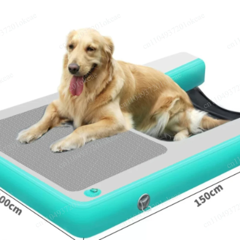 Inflatable ladder pet supplies toy dog lying on the water mat floating platform swimming pool