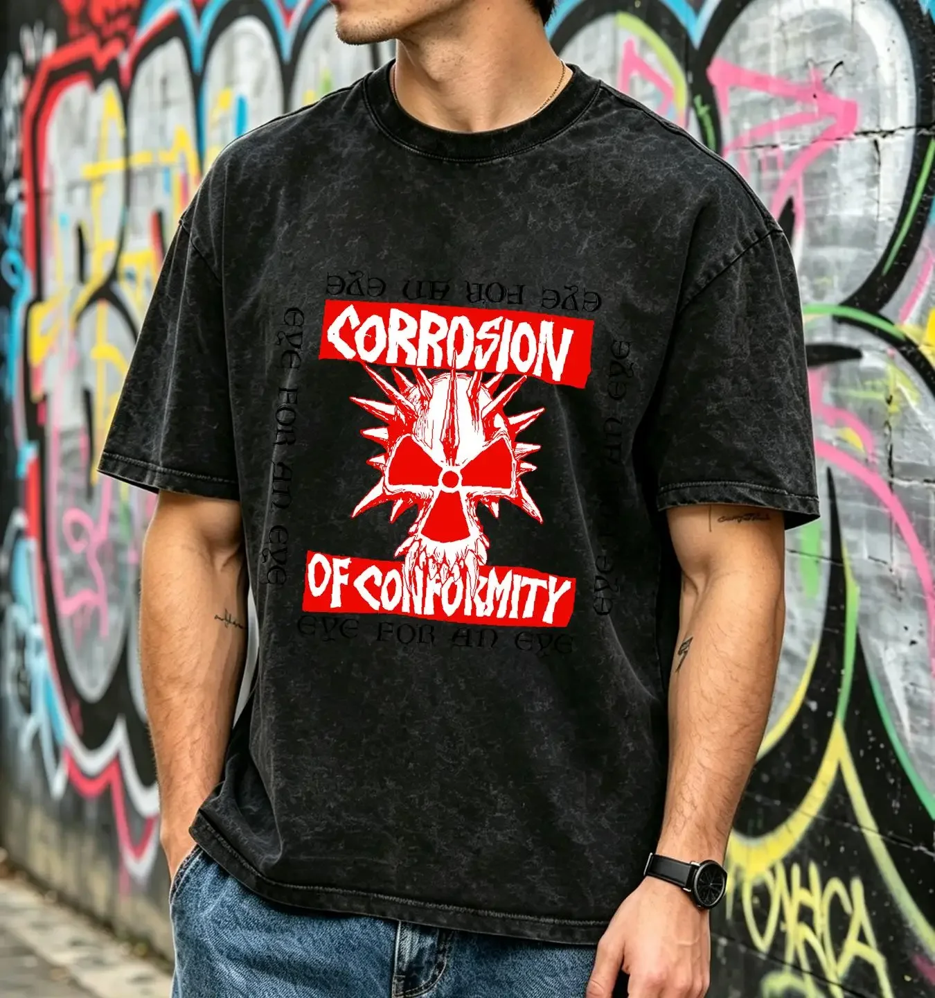 washed T Shirt Corrosion of Conformity Cotton White Men S to 5XL long or short sleeves vintage Washed graphic homme