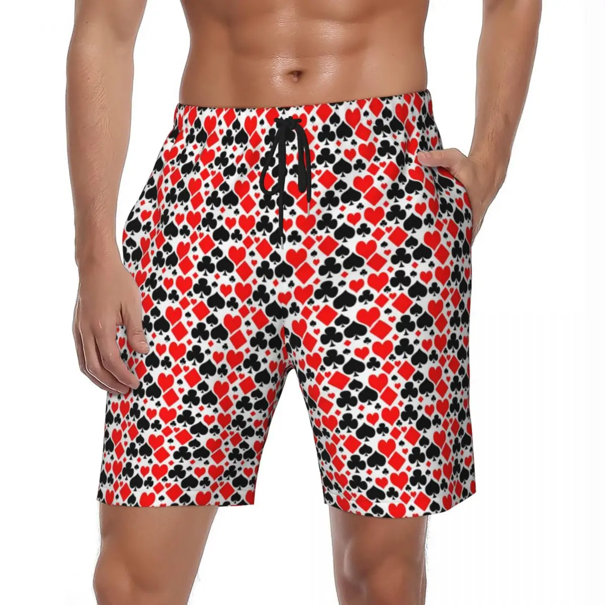 

Bathing Suit Poker Board Shorts Summer Hearts Diamonds Clubs Spades Casual Board Short Pants Male Sportswear Swimming Trunks