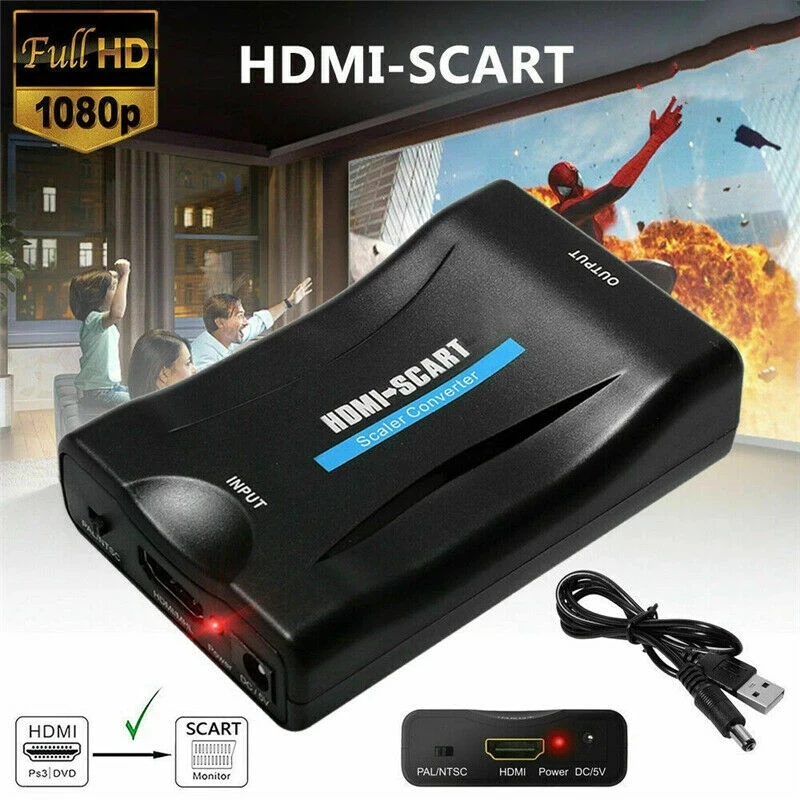 1080P Scart To HDMI Converter Audio Upscale Video Adapter for HDTV Sky Box STB for Smartphone HD TV DVD Newest