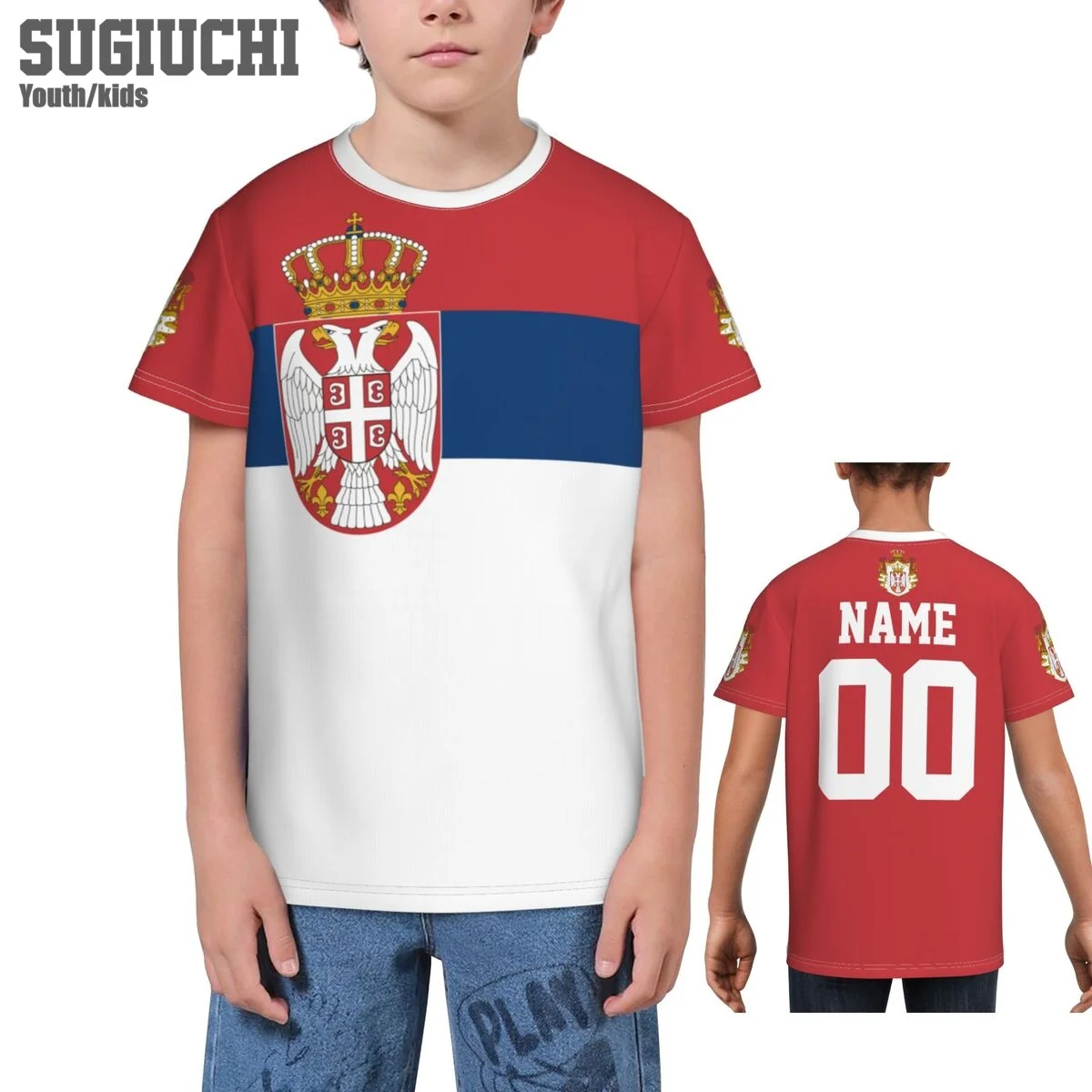 Custom Name Number Serbia Flag Emblem 3D T-shirts For Kids Youth Boy/Girl Tees Soccer Football Fans Gift T shirt