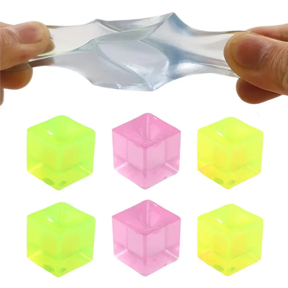 Giocattolo di agitazione Mini giocattoli morbidi Mochi Blocco di ghiaccio Palla antistress Trasparente Kawaii Sollievo dallo stress Spremere il giocattolo del cubo X7v5