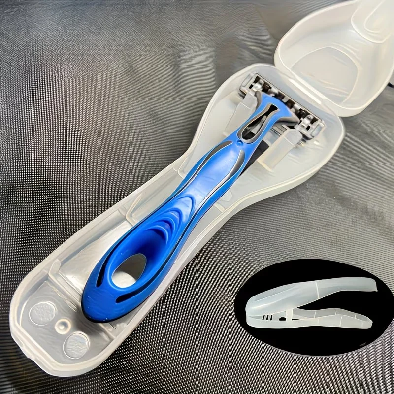2-Pieces Transparent Razor Storage Case, Portable Travel Plastic Box, Washable & Dustproof, Organizer for Shaving & Beard