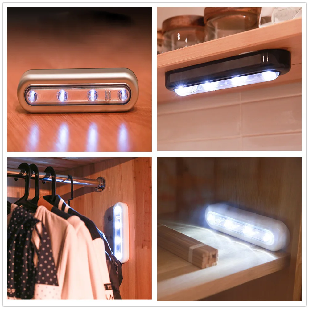 

Led Touch Control Light Operated Super Bright Tap Lamp For Cupboard Bathroom Wardrobe Decoration Home Use Silver