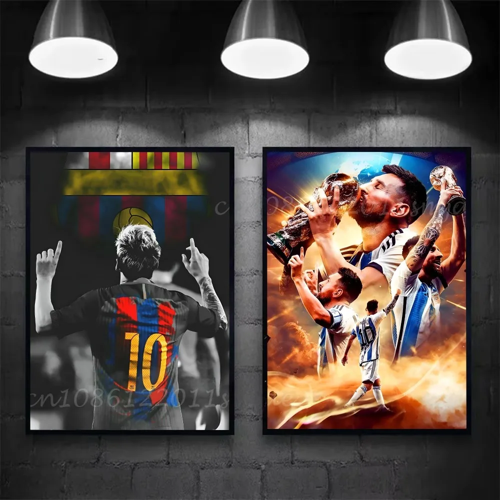 1 قطعة نجم كرة القدم L-Lionel M-Messi المشارك ذاتية اللصق الفن ورق مقاوم للماء ملصق مقهى بار غرفة جدار ديكور