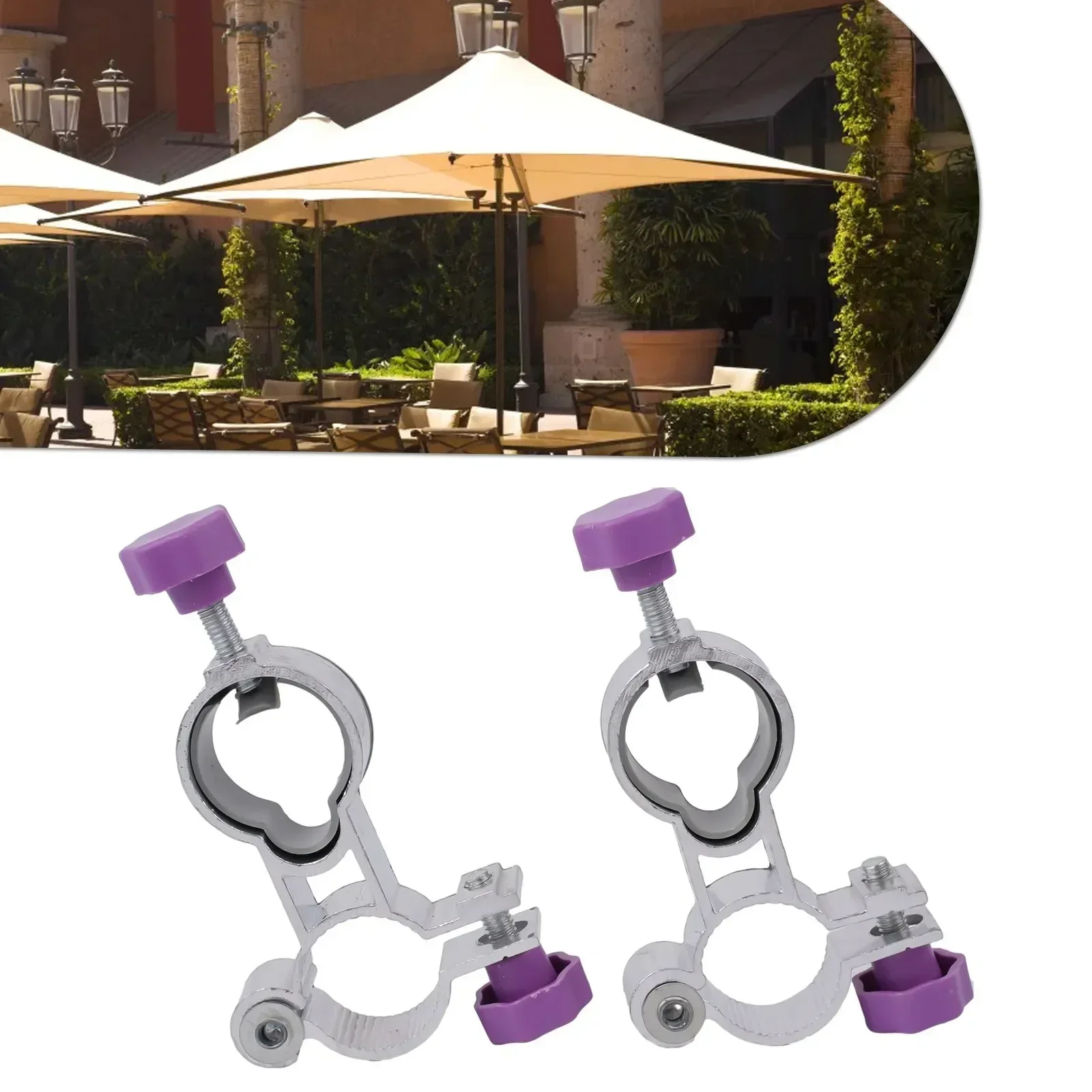 Parasol Umbrella Stand 2 Pcs 25mm Hole Aluminum Alloy Clip On Mount Impact Resistant Random Color For Balcony Deck