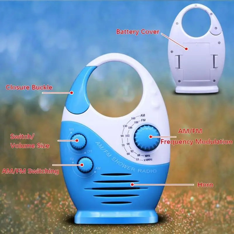 Waterproof Radio Waterproof AM FM Radio Inside Or Outside Shower Radio Lightweight Speaker For Hot Tub Bathroom Beach