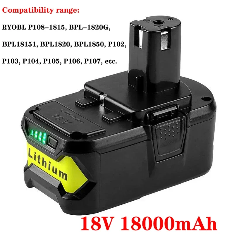 18V 18 Ah Li-Ion Battery for Ryobi ONE + cordless Power Tool BPL1820 P108 P109 P106 P105 P104 p103 RB18L50 RB18L40