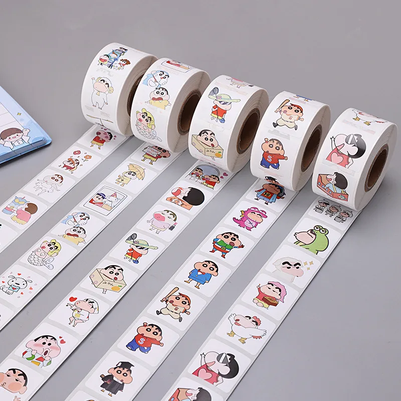 500Pcs/Roll Crayon Shin-chan Sealing Sticker Art Paper Self-adhesive Adhesive Cartoon Children\'s Stickers Toys