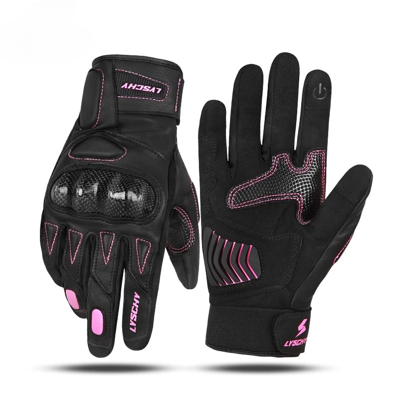 

Women Motorcycle Winter Riding Gloves Waterproof Warm Sheepskin Leather Retro Carbon Fiber Anti Fall Thermal Windproof Gloves