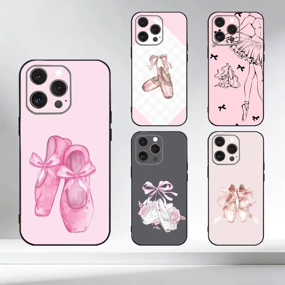 

B-Ballet Ballerina Dance Shoes Phone Case For iPhone 17,16,15,14,13,12,11 Plus,Pro Max,XS,Soft Silicone Black Cover