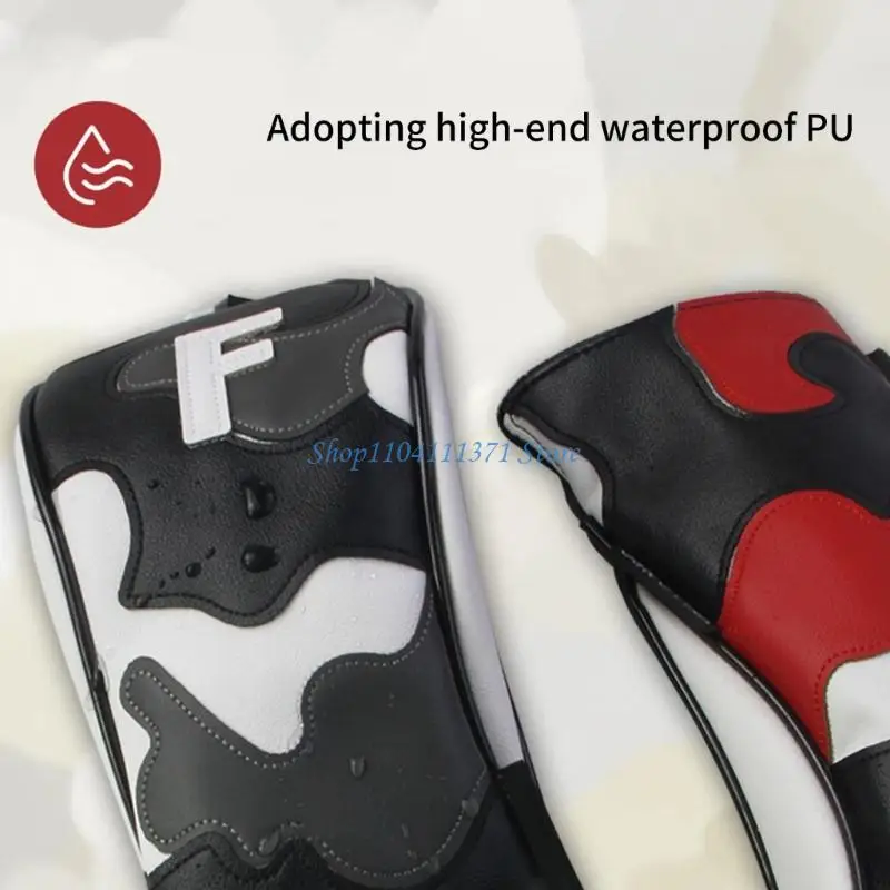 

P9FC Golf Headcover Soft Plush Lining Dustproof Fit Square Mallet Putters Square Mallet Putter Headcover PU Leather Texture