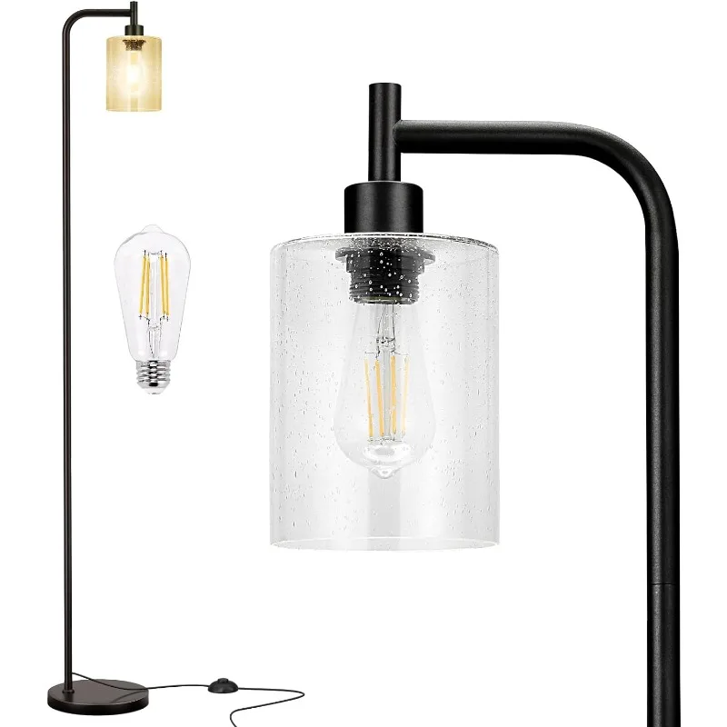 Vloerlampen Voor Woonkamer-Gouden Staande Lamp Met Glazen Lampenkap, Moderne Vloerlamp Met Led-Lampen, Lichte Industriële Vloer