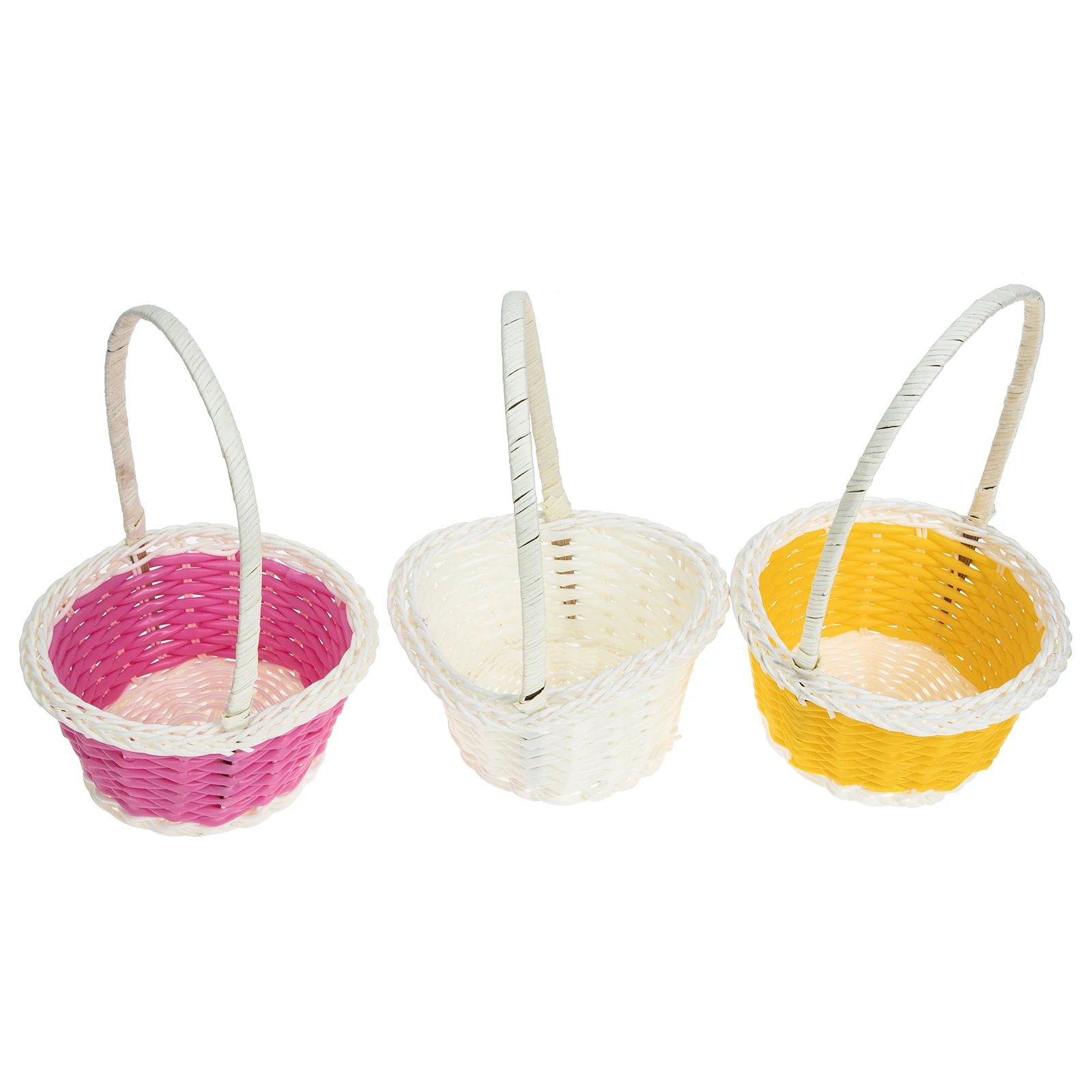 

3pcs Imitation Woven Baskets Plastic Safe Easter Egg Decorative Storage Small Baskets Home Organization Neat Tidy