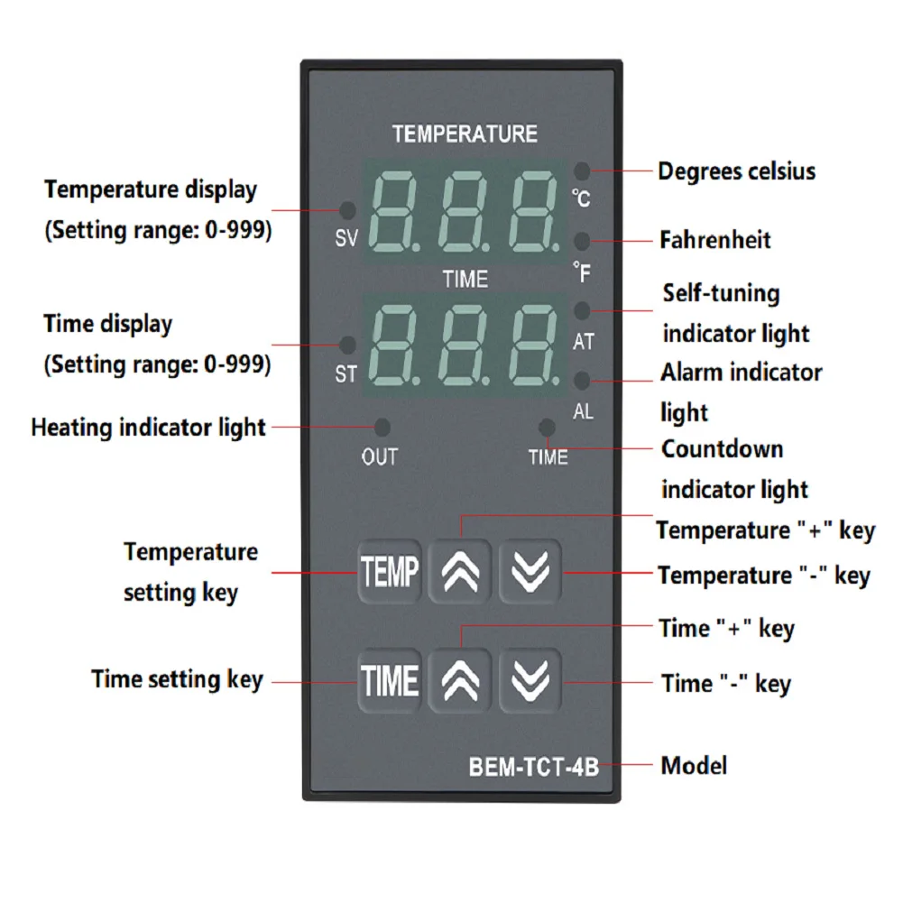 1pc Temperature Controller Heat Press Machine Digital Thermostat Temperature Time Controller Relay For Hot Stamping Machine