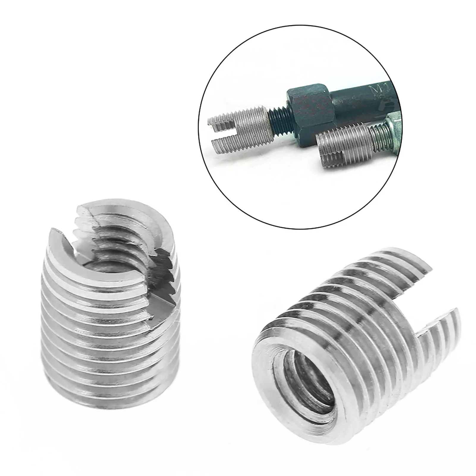 20PCS Self-Tapping Screw Inserts Threaded Inserts Metal Self-Tapping Slotted Screw Inserts Spiral Repair Parts M4 x 8mm Set