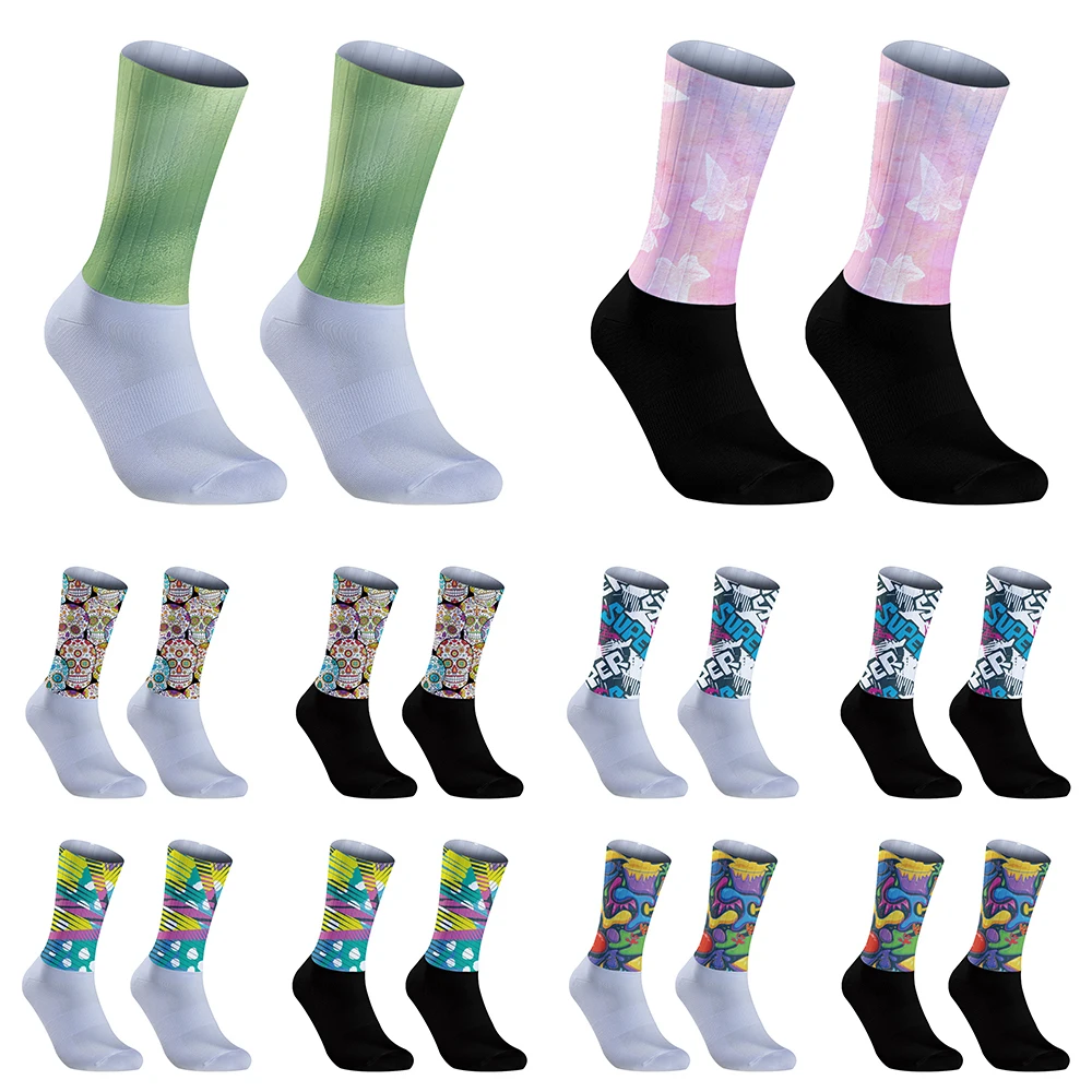 Bike Team Aero Cycling Socks Silica Gel Non-slip Breathable Pro Racing Sports Socks Men Women 2024 New Summer Cycling Socks ﻿