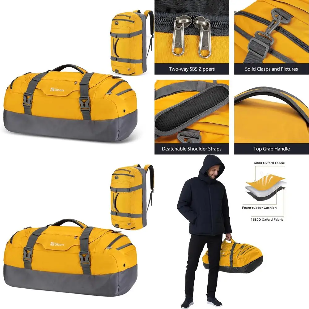 

4-Way Sports Gym Backpack with Shoe Compartment, Padded Straps for Camping and Travel