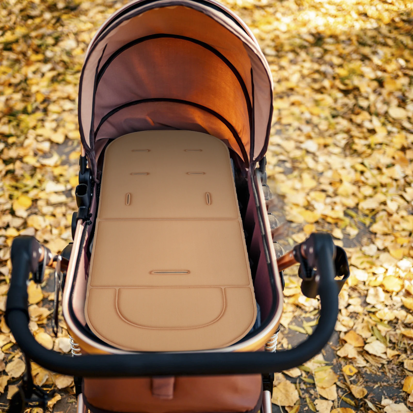 

Thickened Baby Stroller Cushion Deep Khaki Cotton Pad Infant car Insert Removable Stroller Liner Universal Design Soft