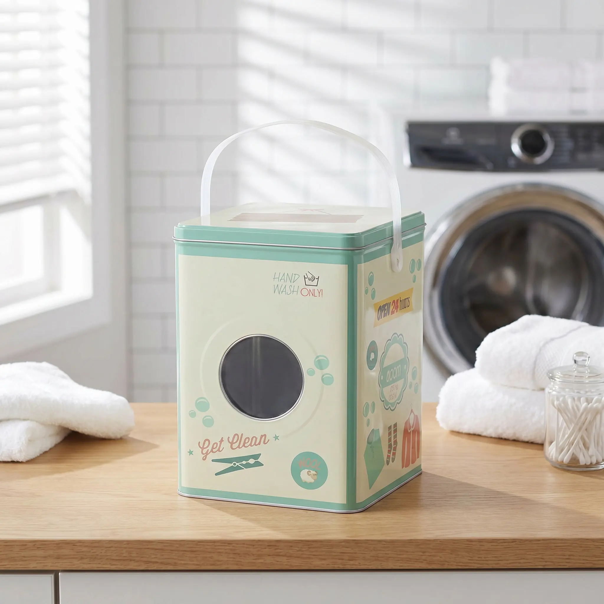Laundry Powder Storage Bucket Large Capacity Iron Detergent Container Lid Multifunctional Storage Container Laundry Organizer