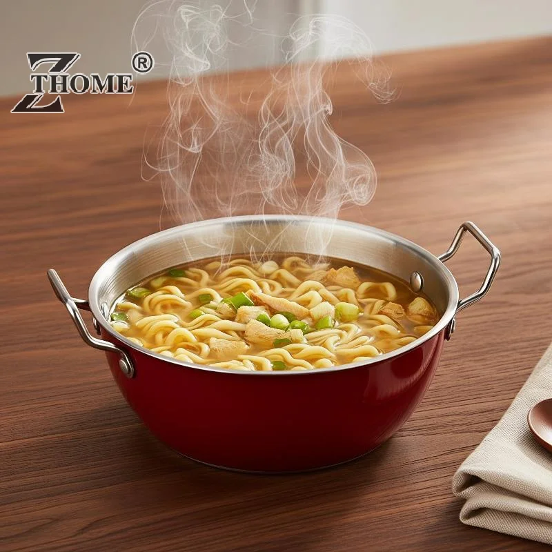 Kitchen Cooking Bowls Stainless Steel Dual Handle Colored Design 17cm For Serving Food And Storage Tasks 1PC