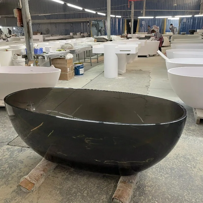 Modern Freestanding Bath Tub With Air Massage Transparent Resin Drainer-Popular Colors For Indoor Hotel Villa Use
