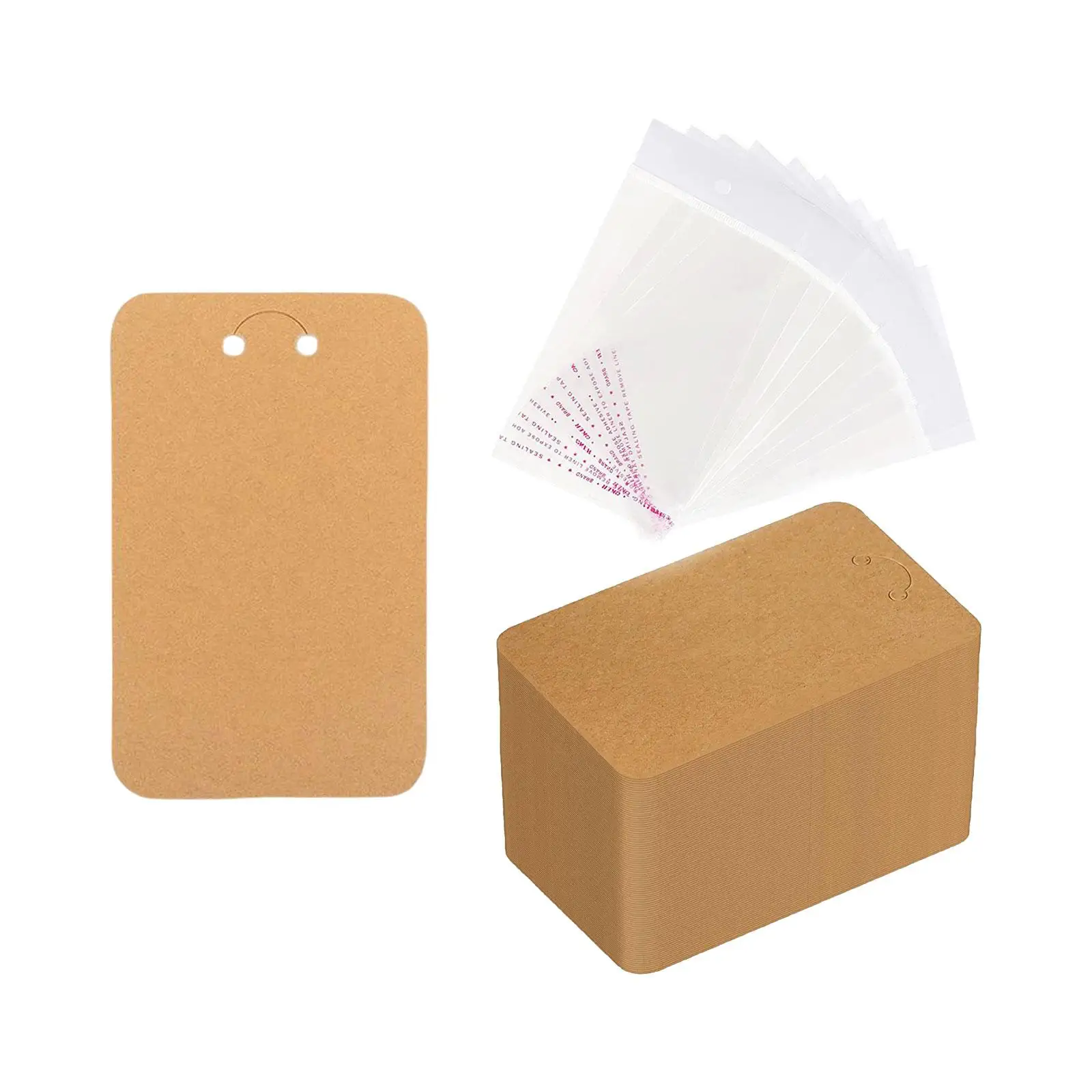 100Pcs Keychain Display Cards with Self Sealing Bags 3’’X4.7’’ Price Tags Black