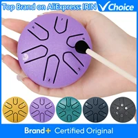 Tambor de lengua de 3 pulgadas, Mini tambores de mano de acero de 6 tonos con baquetas, instrumentos musicales de percusión, accesorios de tambor para regalo