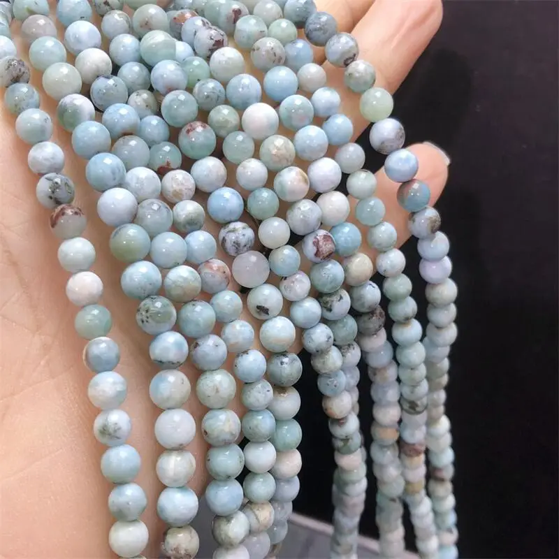 6MM Natural Larimar Triple Circle Bracelet Women Reiki Healing Strand Bangles Jewelry For Female Gift 1PCS
