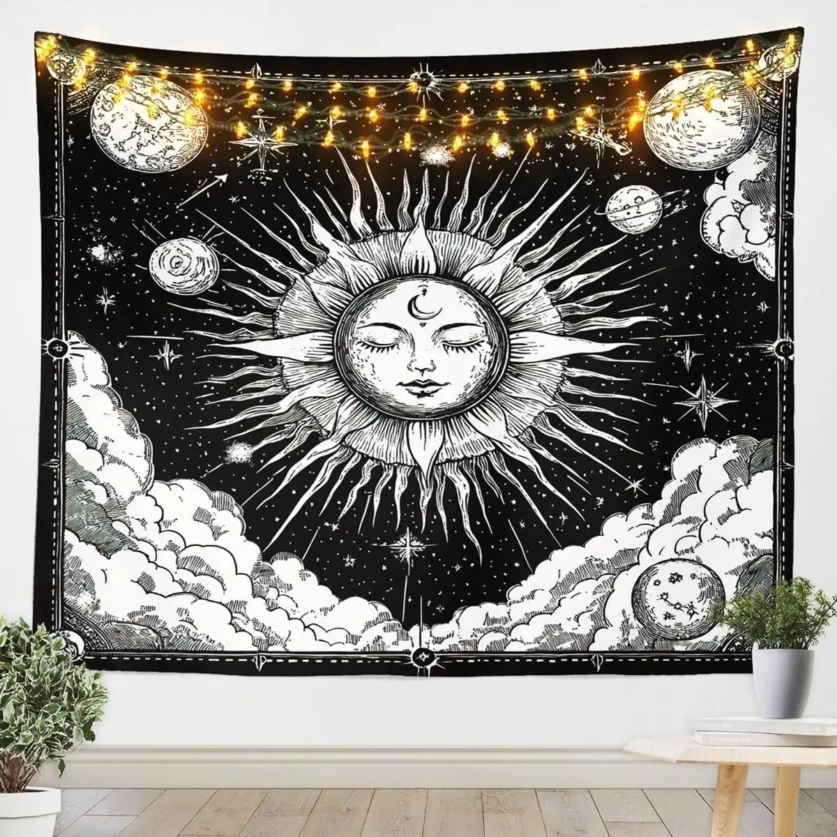 Boys Girls Sun Moon Wall Hanging Boho Exotic Tapestry for Living Room Kids Bohemian Wall Blanket Galaxy Teens Wall Art Bedroom