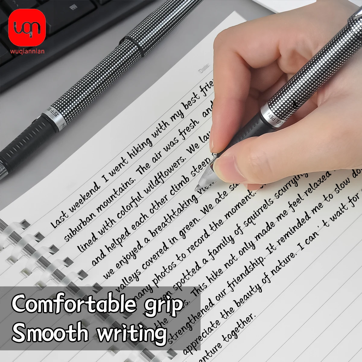 WQN 2pcs Durable Black Gel Pens, Key Writing Points, Minimalist Style, Writing Tools for Office Workers - 12pcs Replacement Refi