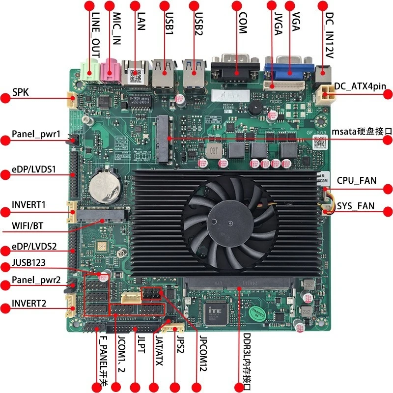 I3 2350M ITX Industrial Motherboard, LVDS & EDP Dual Screen Mainboard for POS and Advertising Machine