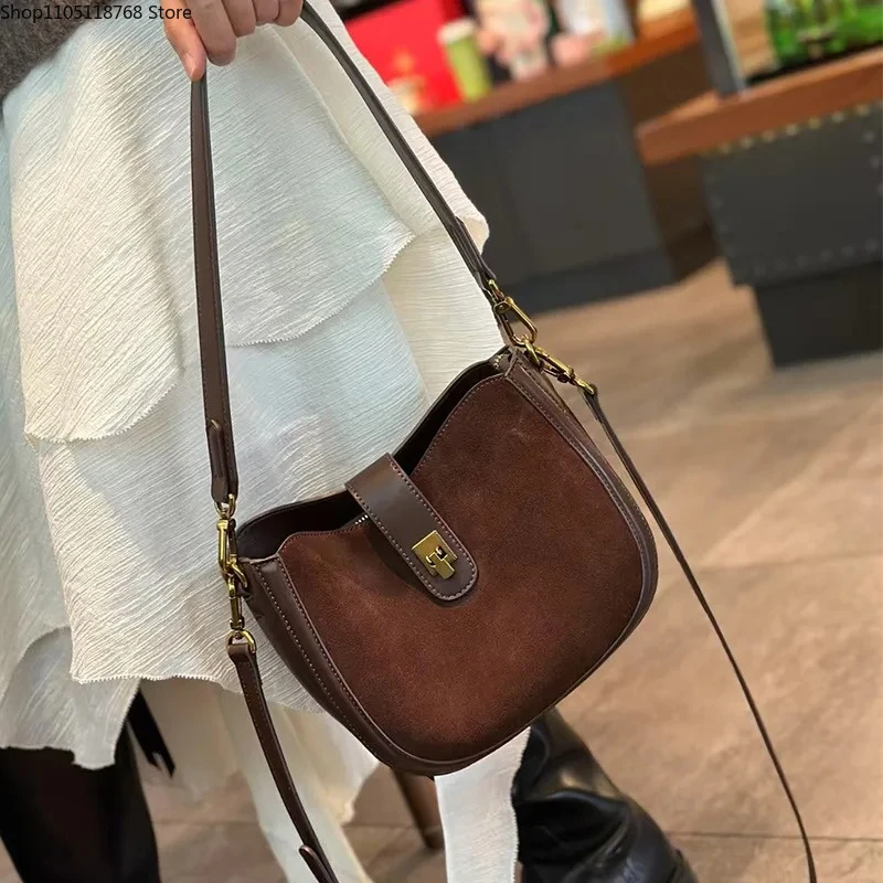 

Женская сумка из натуральной коровьей кожи, женская сумка, новая сумка-ведро через плечо, роскошная винтажная сумка на плечо