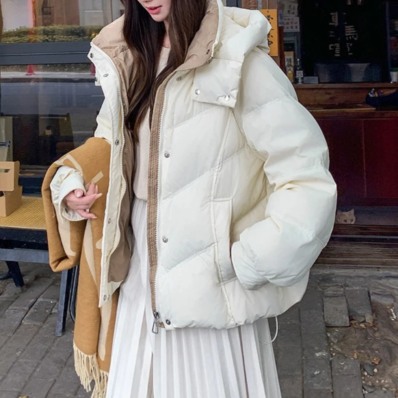 

2025 Winter Korean Version of Cotton-padded Jacket Women's Loose Hooded Cotton-padded Jacket Thickened College Wind Coat