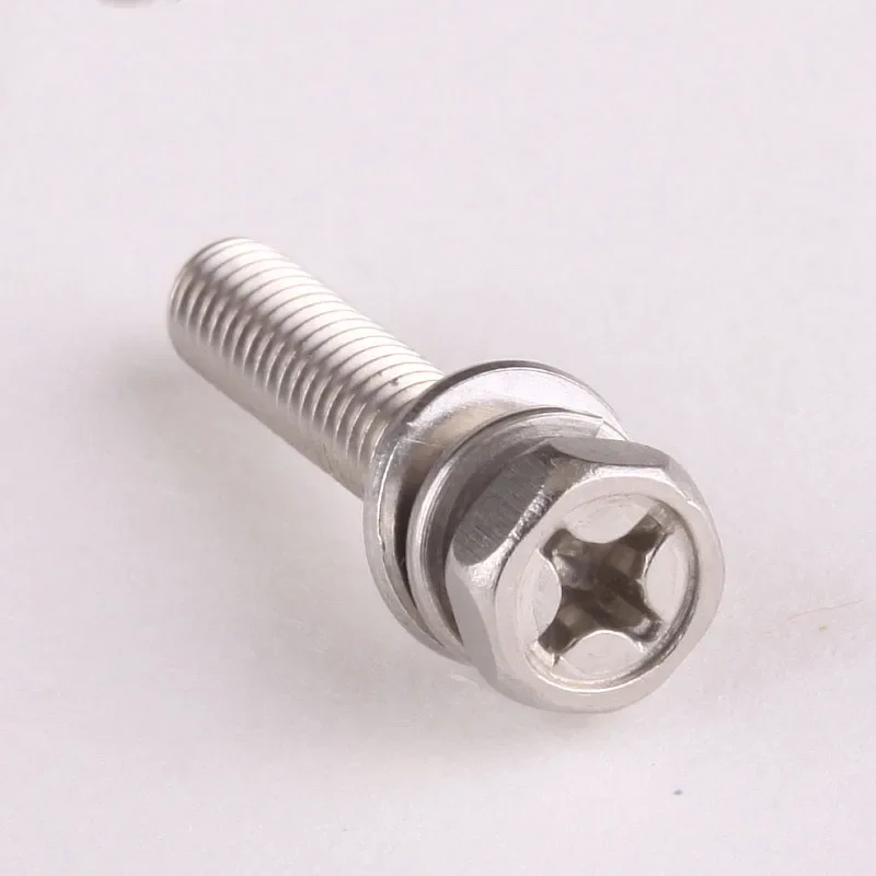 

20PCS 304 Cross Recess Screw Hexagon Hexagon Trio Combination Screw M5*10mm