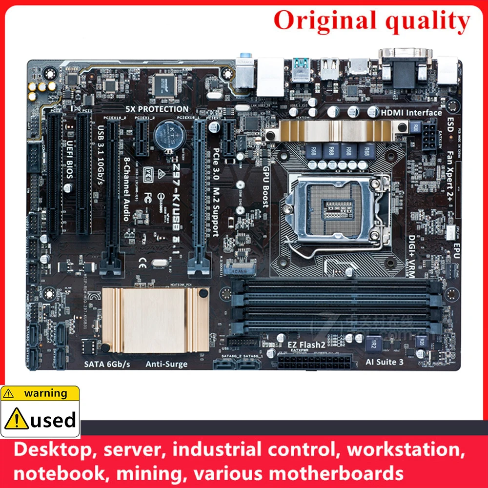 

For Z97-K/USB 3.1 Motherboards LGA 1150 DDR3 32GB ATX Intel Z97 Overclocking Desktop Mainboard SATA III USB3.0