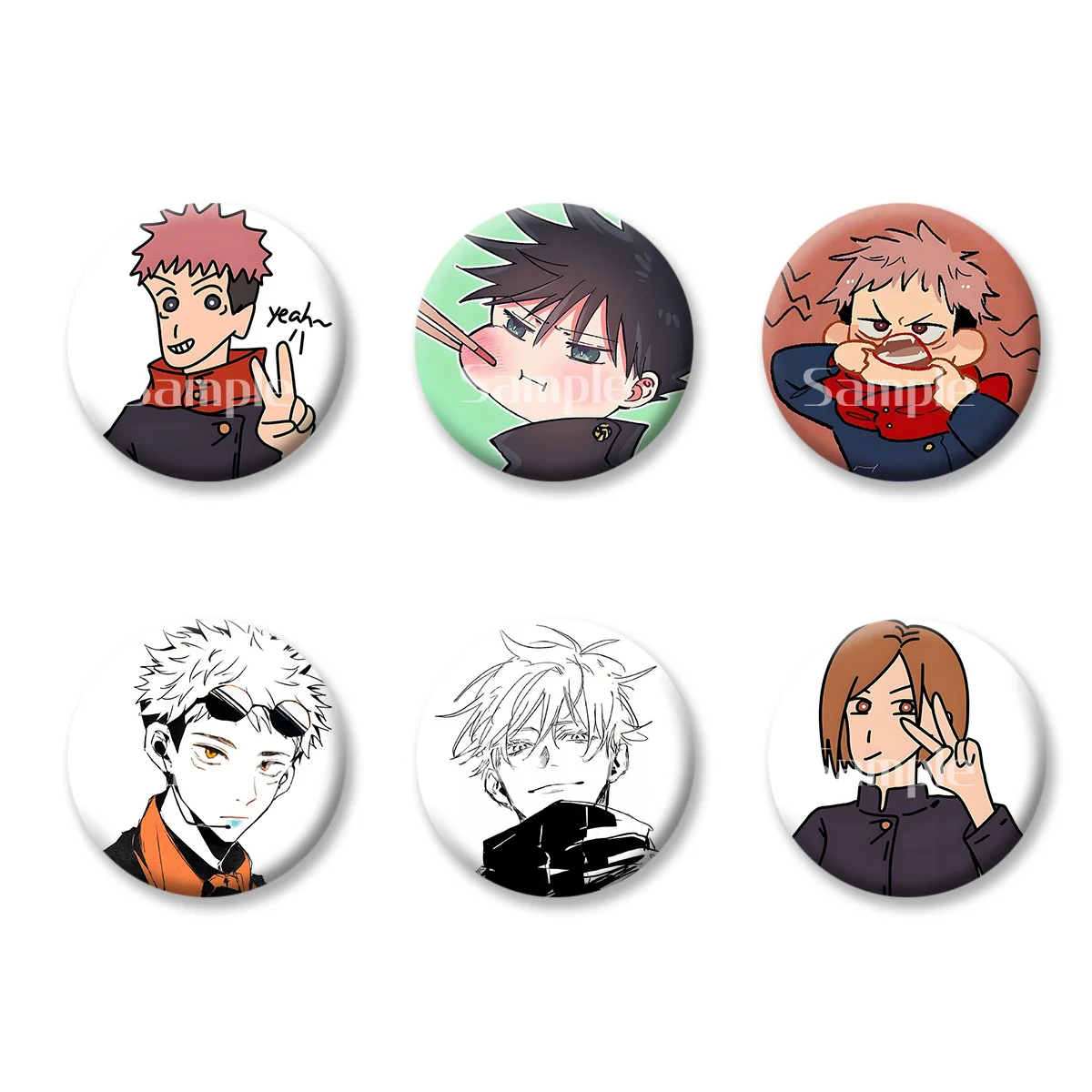 

Jujutsu Kaisen Itadori Yuji Gojo Satoru Flash Badge Keychains Makeup Mirror Fridge Magnet ACG Goods Anime Cartoon Peripherals