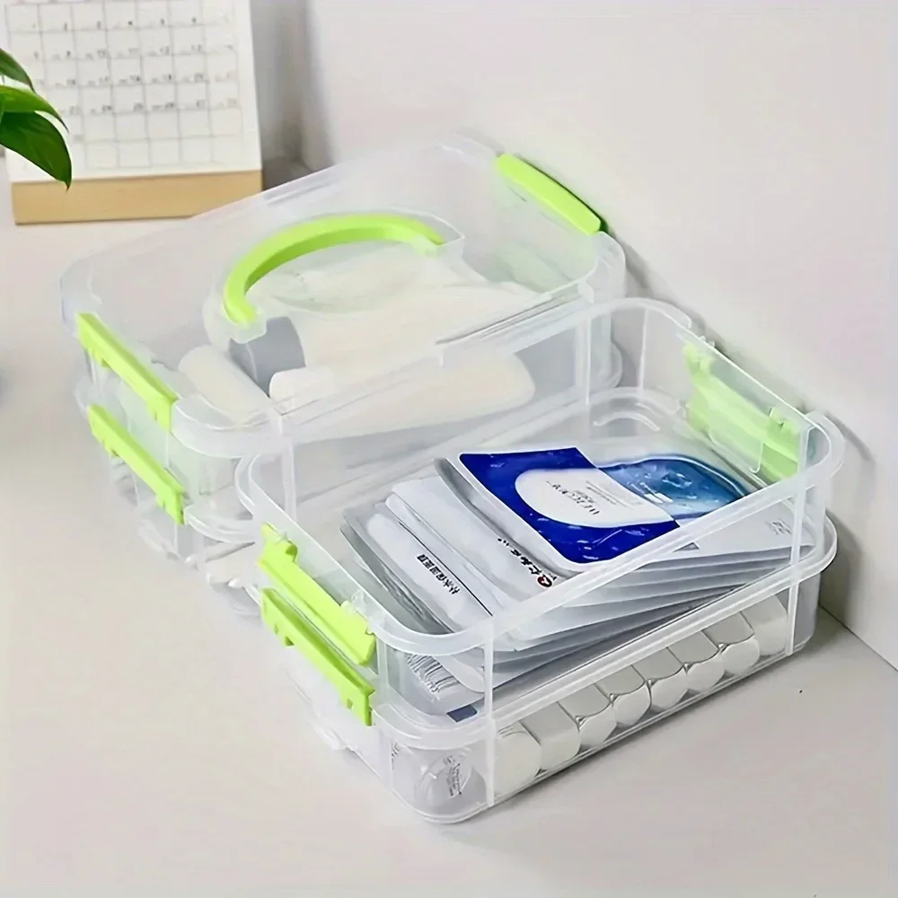 Extra Large 4-Tier Stackable Storage Box with Lid Clear Plastic Organizer Toy Building Block Storage Box